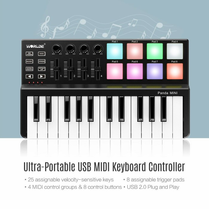 

✨Sale Worlde Panda Mini - Midi Controller Drum Pad 25-Keys Usb Terbaru