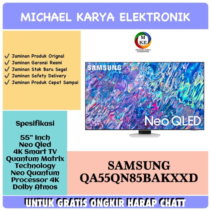 ✨Ori Samsung 55Qn85  Samsung 55Qn85B Neo Qled 4K Smart Tv Qled 55 Samsung Terbaru