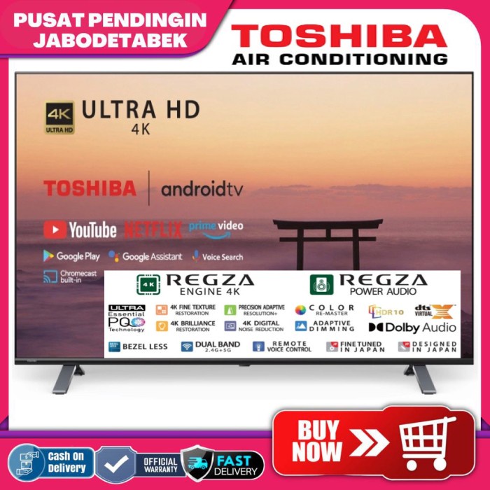 ✨Ori Toshiba Smart Android Led Tv 4K 65 Inch - 65C350Kp [Free Bracket] Limited