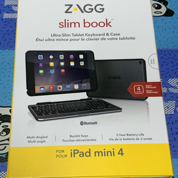 ✨Ori Ipad Mini 4 Zagg Slim Book Detachable Bluetooth Keyboard Cover Terbatas
