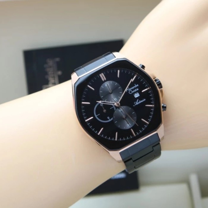 ✅Sale Alexandre Christie Ac 6648 Rosegold Black Ac6648 Pria Ori Stainless Limited