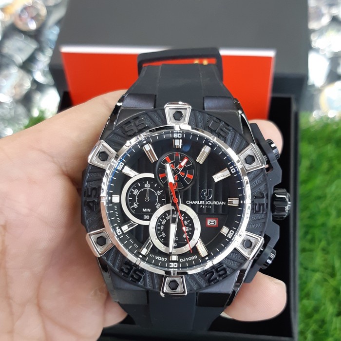 ✅Ready Charles Jourdan Cj1088-1732C Black Jam Tangan Pria Original Ori Bisa Sameday