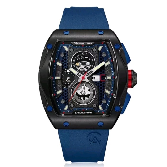 ✅Ready Jam Tangan Pria Alexandre Christie Ac 6608 Black Blue Mcc6608 Bisa Gojek