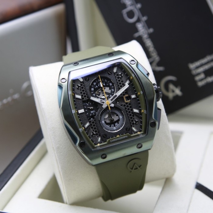 ✅Ready Jam Tangan Pria Alexandre Christie Ac 6608 Mc Original Green Army Berkualitas