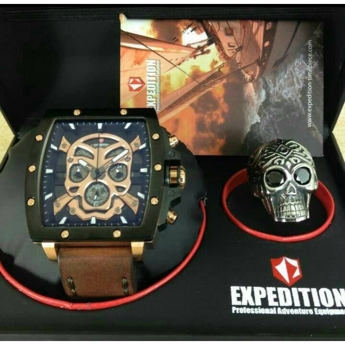 ✅Ready Expedition 6688 Skull. Rosegold Black. Original. Garansi Resmi 1Tahun Bisa Sameday
