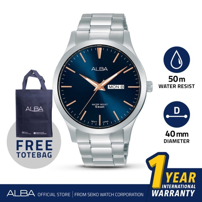 ✅Ori Jam Tangan Pria Alba Aj6129 Original Rantai Stainless Steel Tanggal Ha Berkualitas