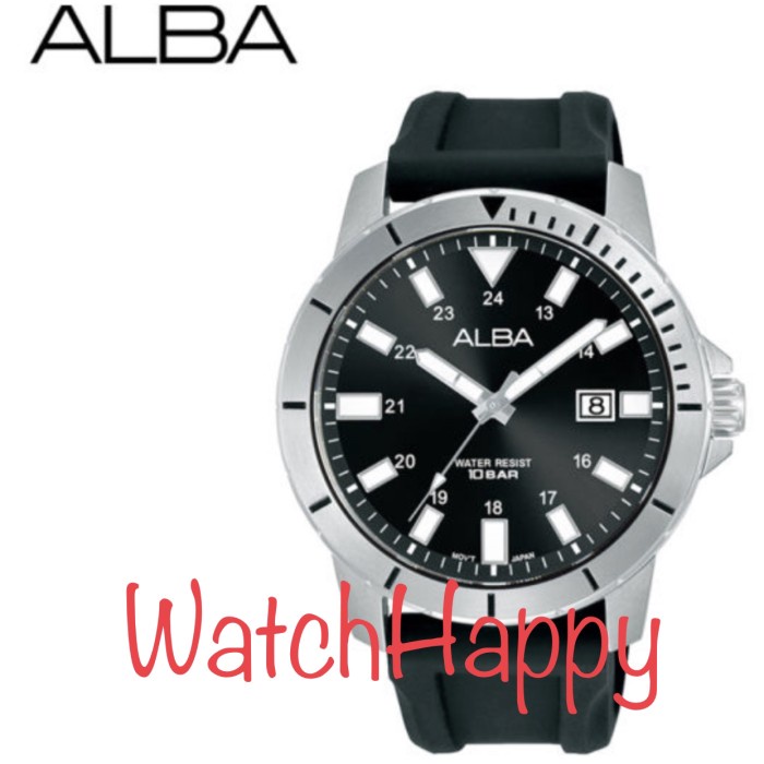 ✅Ori Jam Tangan Alba As9S01X1 Black Dial Rubber As9S01 Quartz 100Original Terbatas