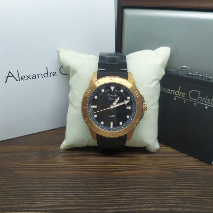 ✅Ori Jam Tangan Pria Alexandre Christie Ac6517 Ac 6517 Black Rosegold Bisa Gojek