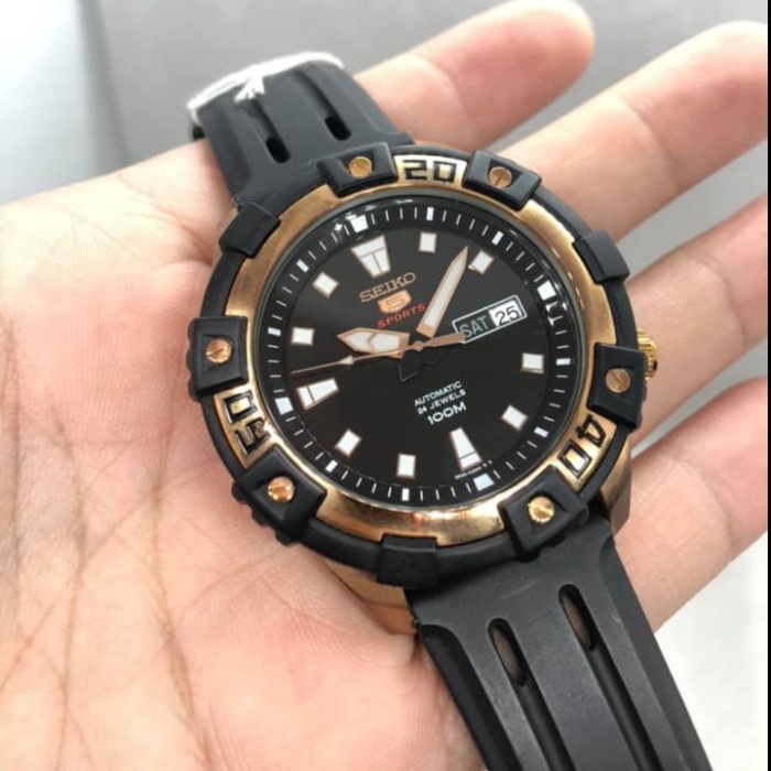 ✅Ori Jam Tangan Pria Seiko 5 Srp480K1 Sports Black Rose Gold Original Limited