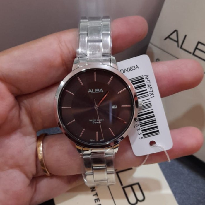 ✅New Ori Jam Tangan Wanita Alba Ah7Af7X1 Ah7Af7 Silver Brown Original Ori Bisa Gojek