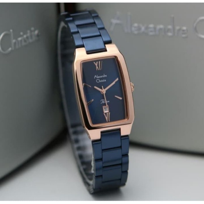 ✅Baru Jam Tangan Alexandre Christie Ac 2455 Rosegold Blue Wanita Original Terbaru