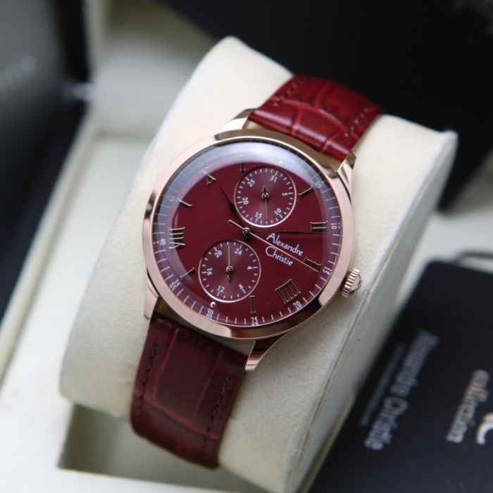 ✅Baru Jam Tangan Wanita Alexandre Christie Ac 2943 Ac2943 Rosegold Red Ori Limited