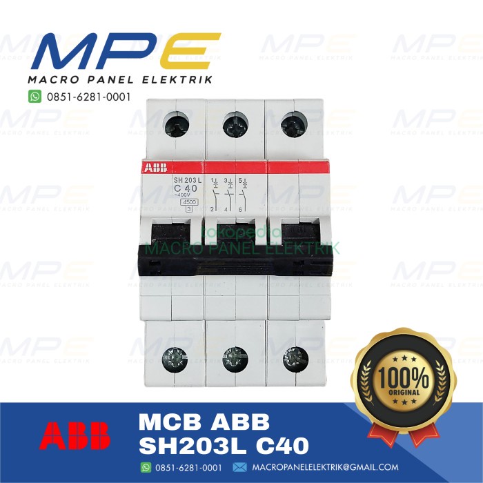 Mcb Abb Sh203L C40 40A 4,5Ka 3 Phase / Mcb Abb Sh203L 3P 40A C40 4.5Ka