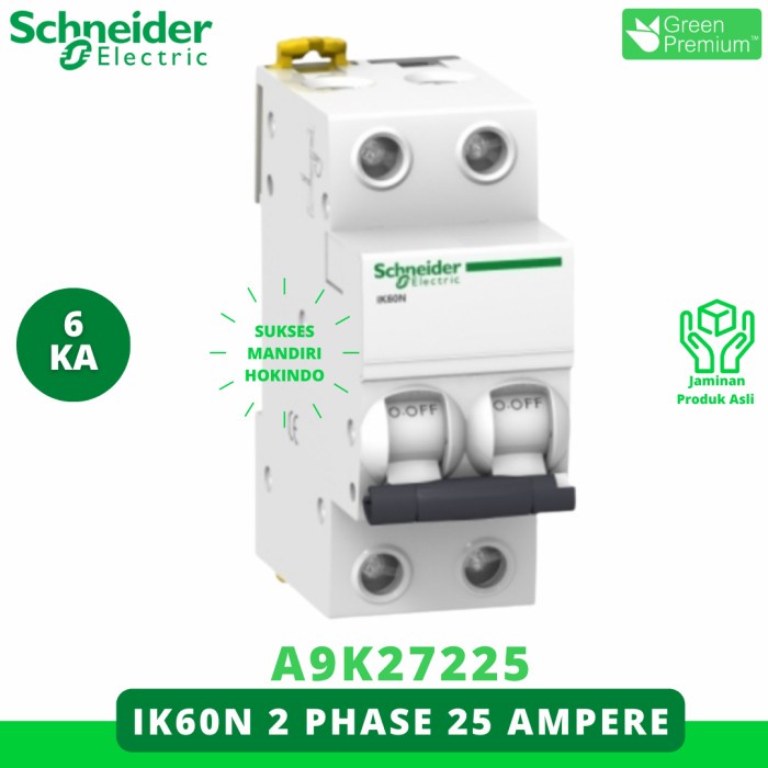Mcb 2P 25A 2 Phase 25 Ampere Ik60N 6Ka Schneider Ori Sni 2 Pole 25 A