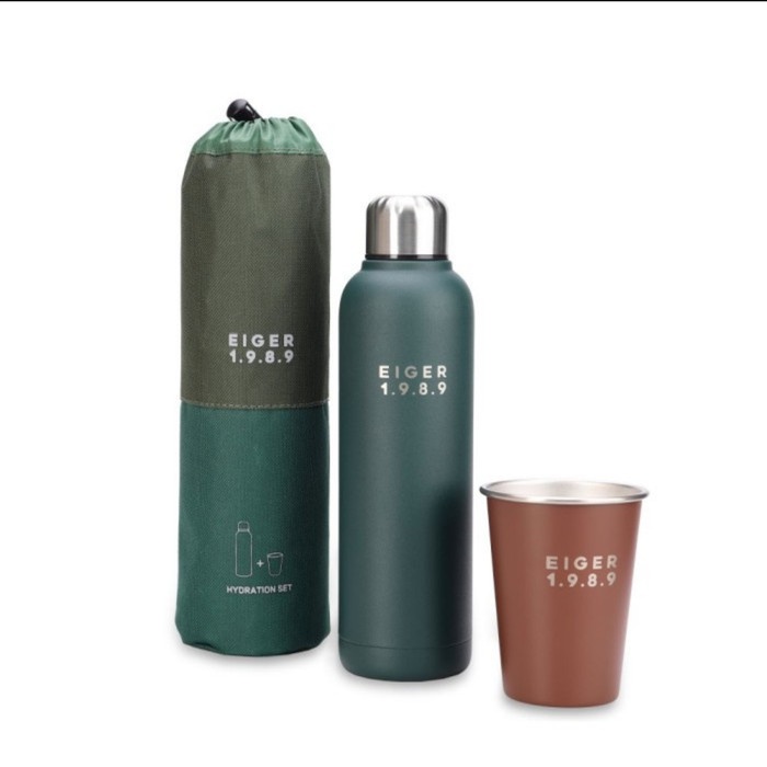 Promo Eiger Hydration Set Bottle Olive 3In1 Tas Botol Cangkir Minum Termos