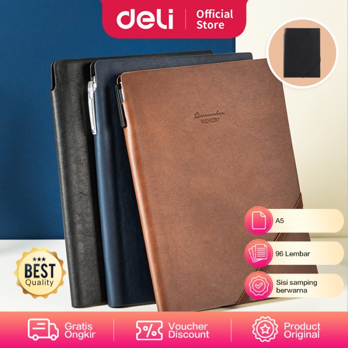 

Promo Deli Leather Cover Notebook Buku Catatan Agenda Sampul Kulit A5 En130L Terbaru