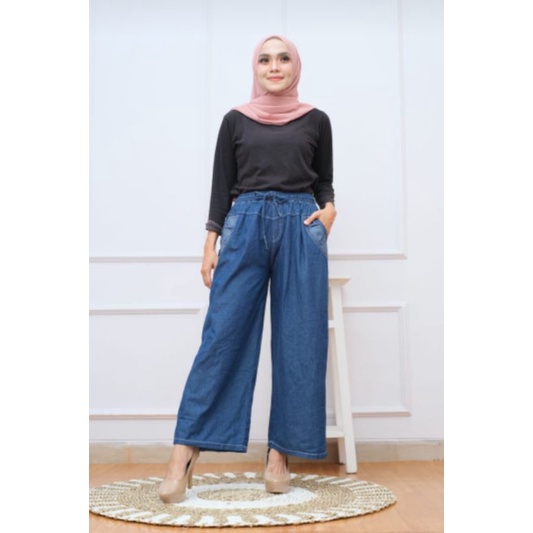[PREMIUM] BEST PRODUCT Celana kulot jeans wanita jumbo lebar bawah