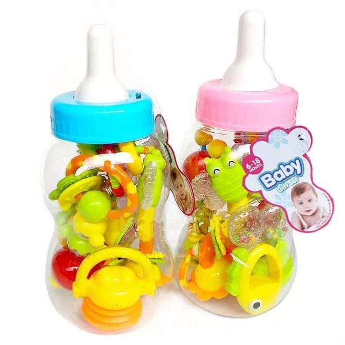 Mainan Bayi 6-12 Bulan Botol Susu Rattle Teether isi 6 pcs - OT1830