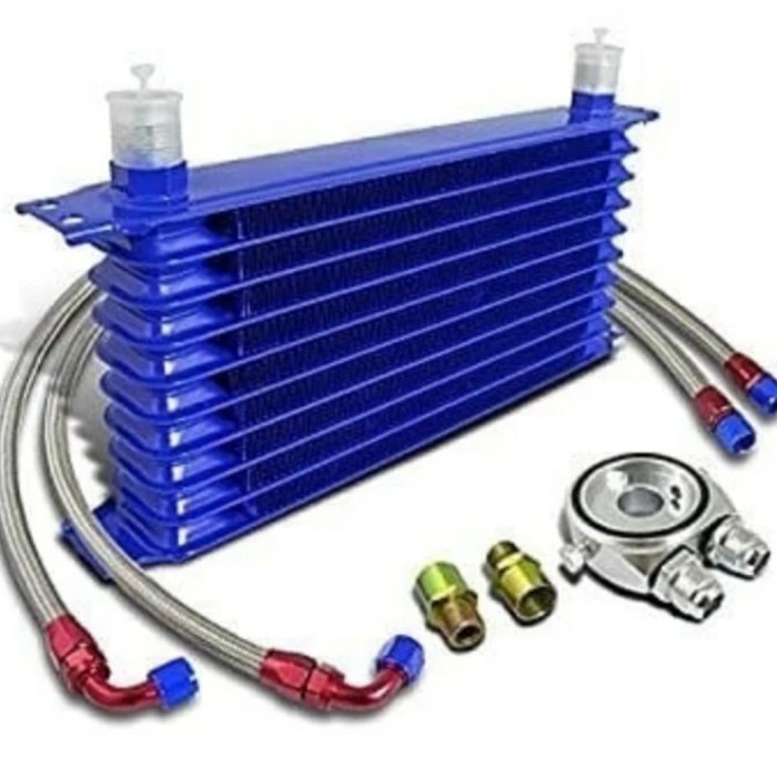 [New] Oil Cooler Mobil Racing 10 Row Universal - Pendingin Oli Dalam Mesin Diskon