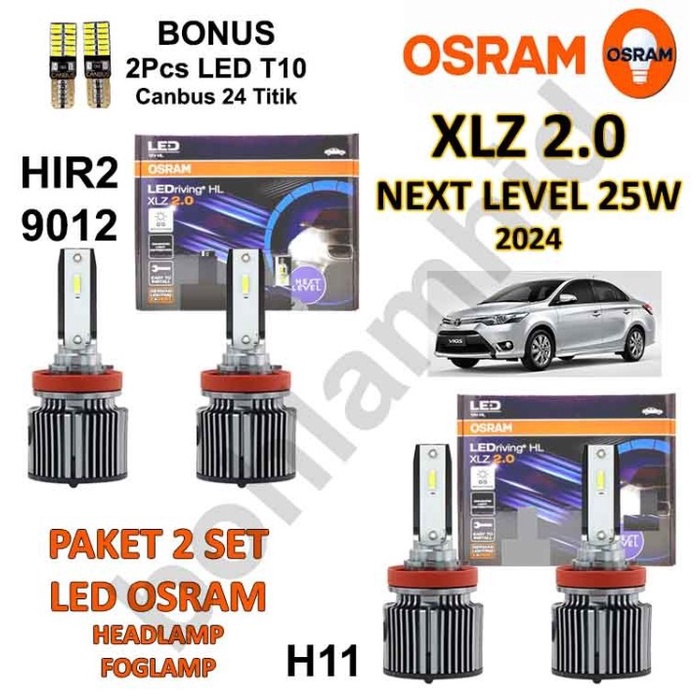 [New Ori] Paket 2 Set Lampu Led New Vios Gen3 2013-Up Osram Xlz Headlamp Foglamp Diskon