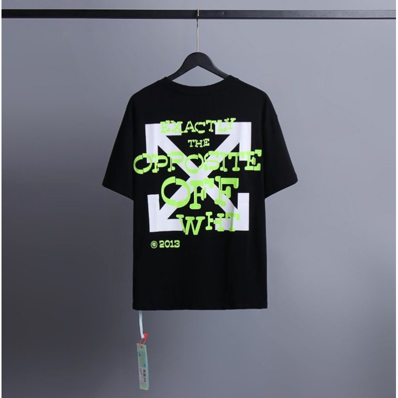 Original100% Kaos OFF-WHITE™ T-Shirt black Opposite Arrows Print Green opposite OVERSIZED