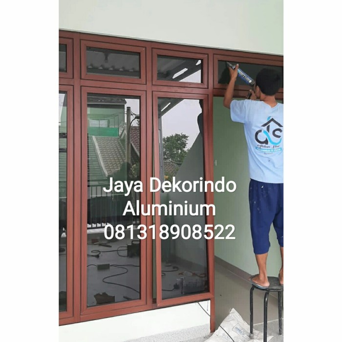 ✅New Ori Pintu Jendela Aluminium Urat Kayu Diskon