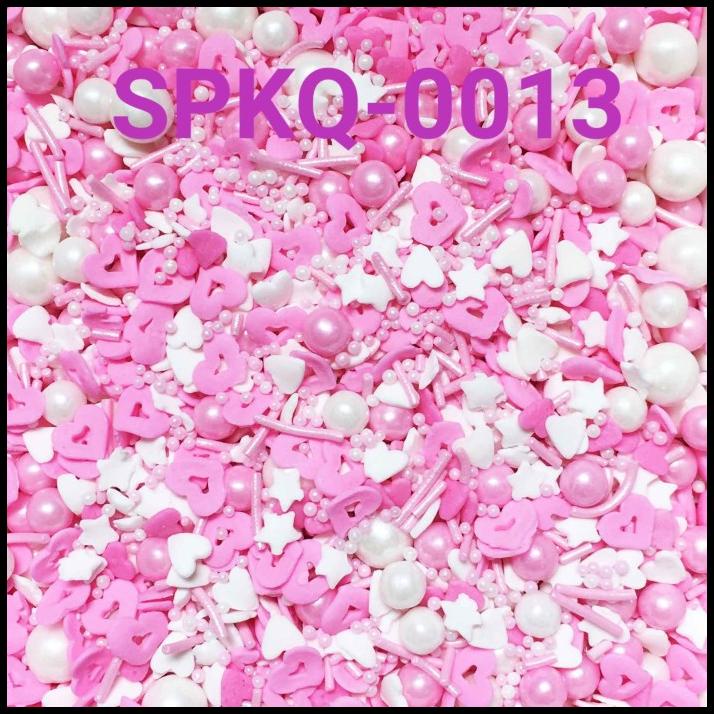 

DISKON SPKQ-0013 SPRINKLES SPRINKLE SPRINKEL 250GR MUTIARA MESES PINK PUTIH !!!!