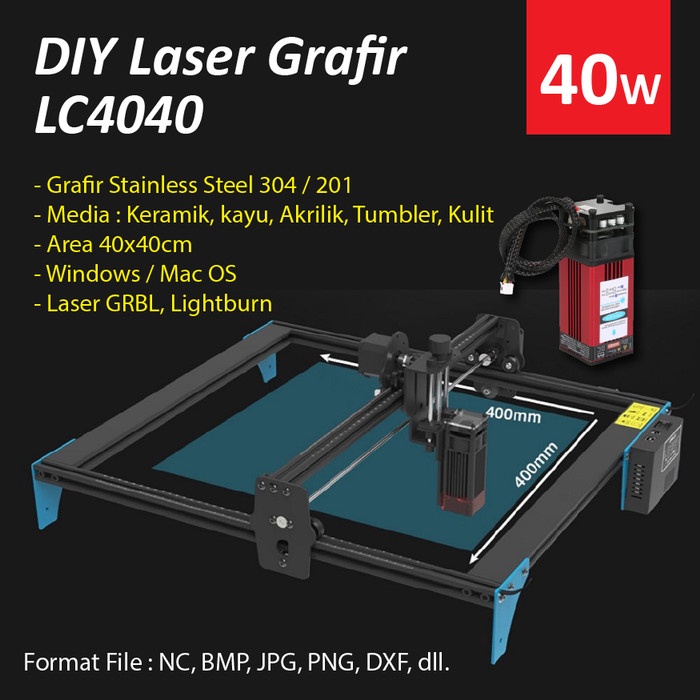 Promo Laser Grafir Stainless 40W Lc4040 Pro Mesin Cnc Diy