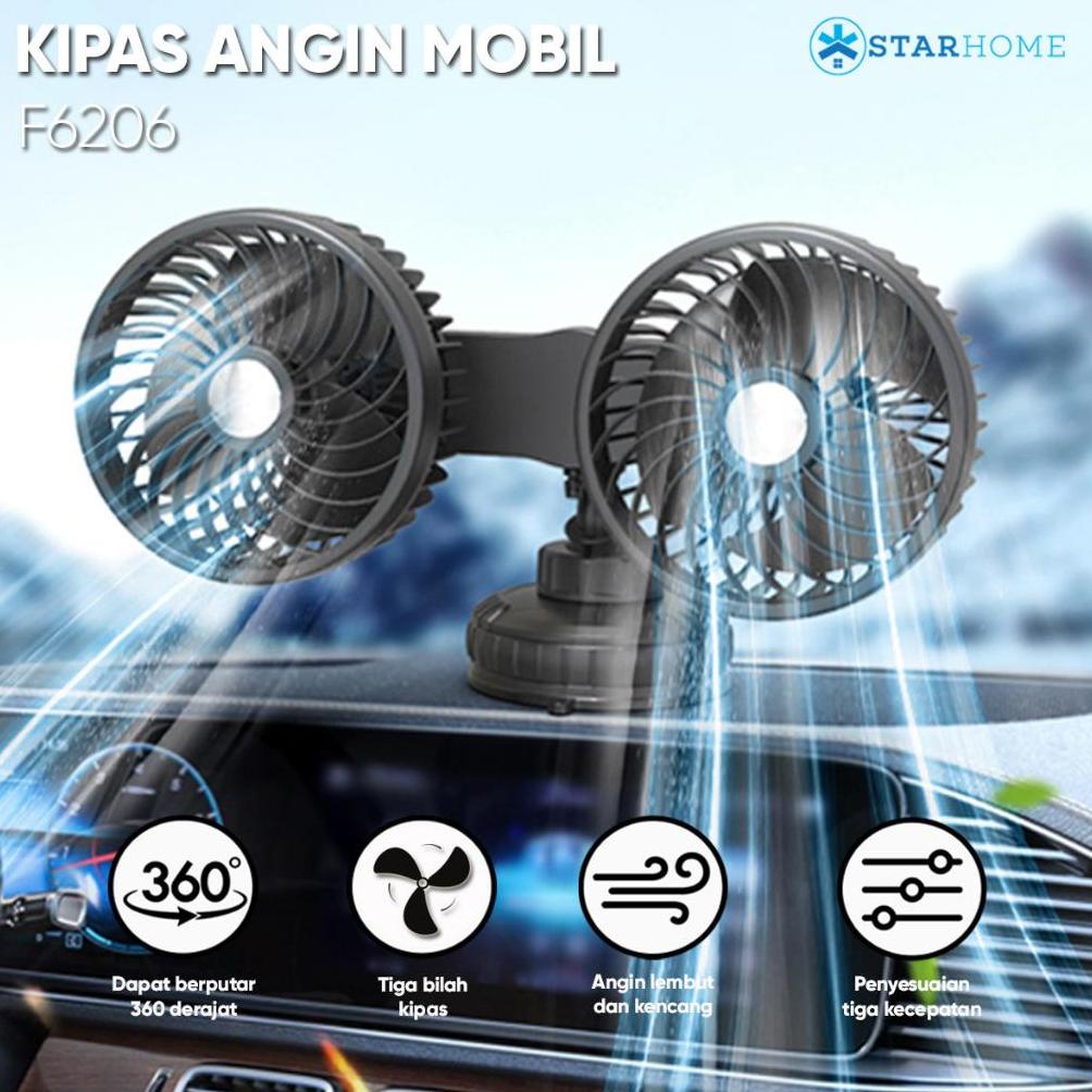 Kipas Angin Mobil Mini Portable Double Blower Fan F6207