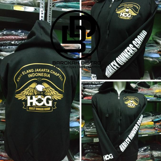 din Sweater Hoodie Zipper HOG ANAK ELANG JAKARTA - HARLEY OWNER GROUP
