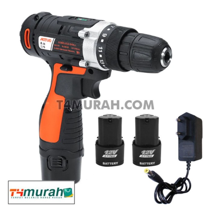 ✅COD Bor 12 V Lengkap Aotuo 2 Batre Portable Terbaru