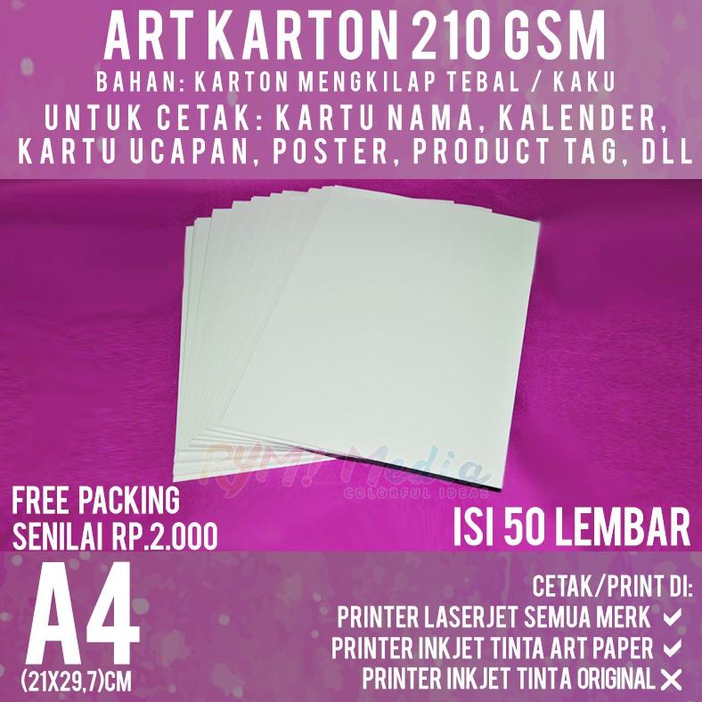 

Miliki Art Karton 210 gsm A4 isi 50 lbr / Kertas Carton Paper Glossy 210 gram ..