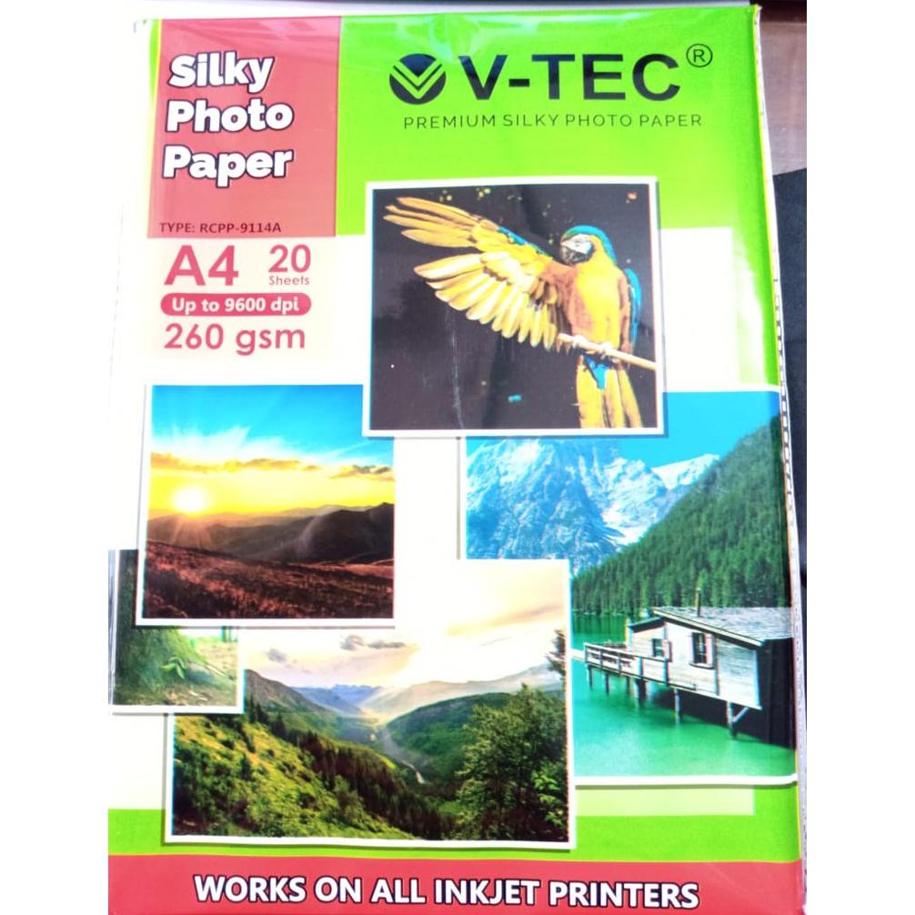 

Update (1 Pack) Kertas Foto doff / Po Paper v-tec - Silky A4 260gsm .,