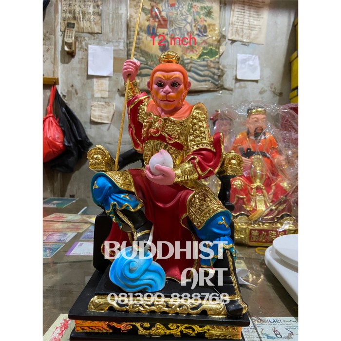 [Ori] Patung Dewa Tai Sing Kong Sun Wo Kong Sun Go Kong Fiber 12 Inch Diskon