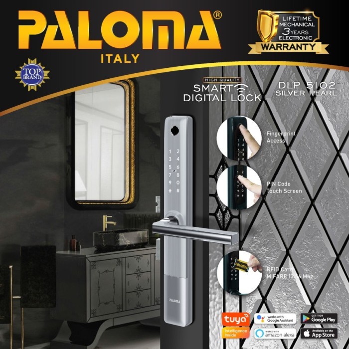 PALOMA DLP 5102 Digital Lock Slim Aluminium Door Frame Smart WiFi