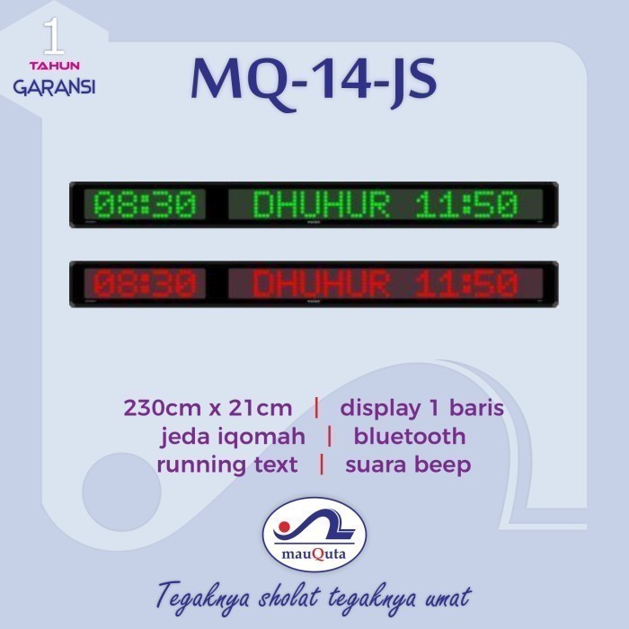 [Ori] Jam Zdigital Masjid Running Teks Liniaji Mq-14-Js Hijau Bisa Gojek