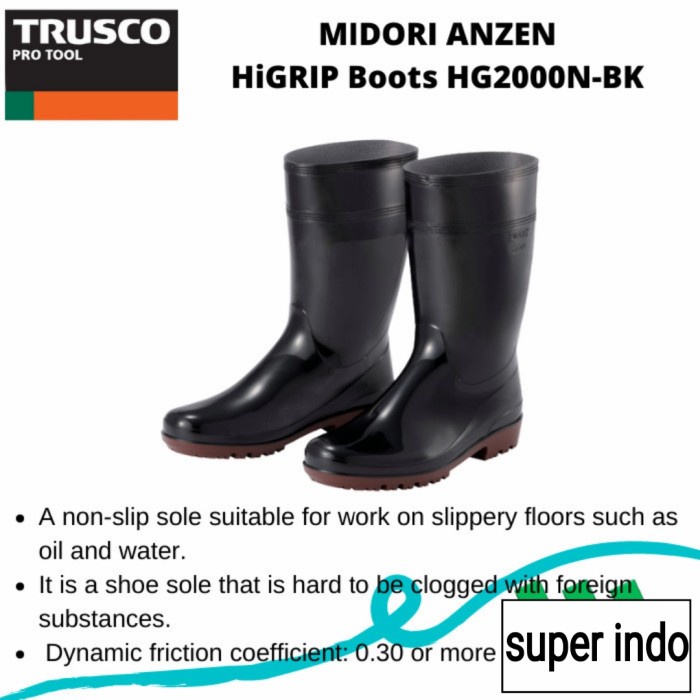 [New Ori] Trusco 388-6603 Midori Anzen Higrip Boots Hg2000N-Bk Sepatu Safety - E Berkualitas