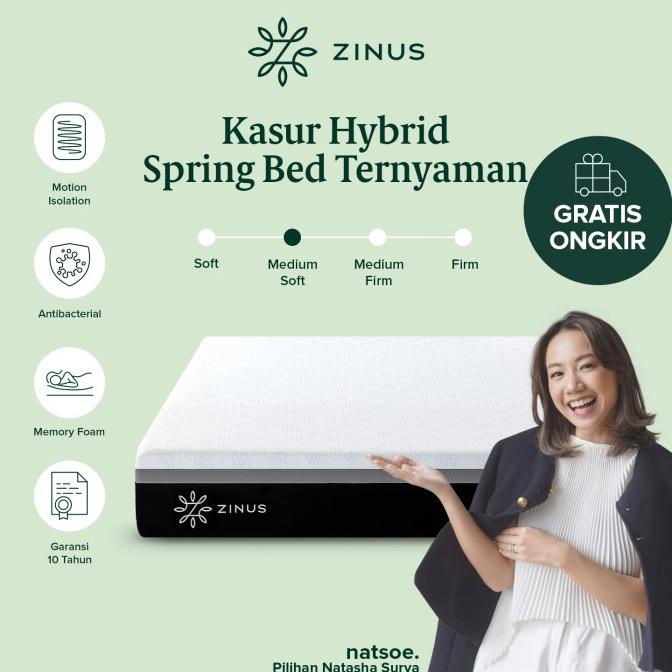 Kasur Spring Bed Hybrid Zinus Memory Foam Motion Isolation In a Box
