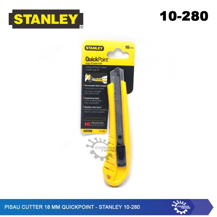 

Pisau Cutter 18 mm QuickPoint - Stanley 10-280 star