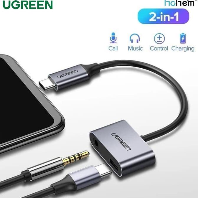 UGREEN Audio Adapter Type C to Type C + 3.5MM Converter Spliter Jack
