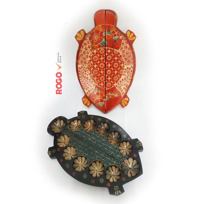 Congklak Dakon Kayu batik Lipat Exclusive - 12 Lubang