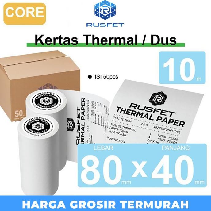 

Kertas Thermal Paper Core Printer Resi Termal Barcode POS 80x40mm DUS