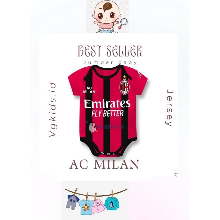 Jumper Bayi Baju Bayi Jumpsuit lucu Murah untuk newborn Jersey AC Milan