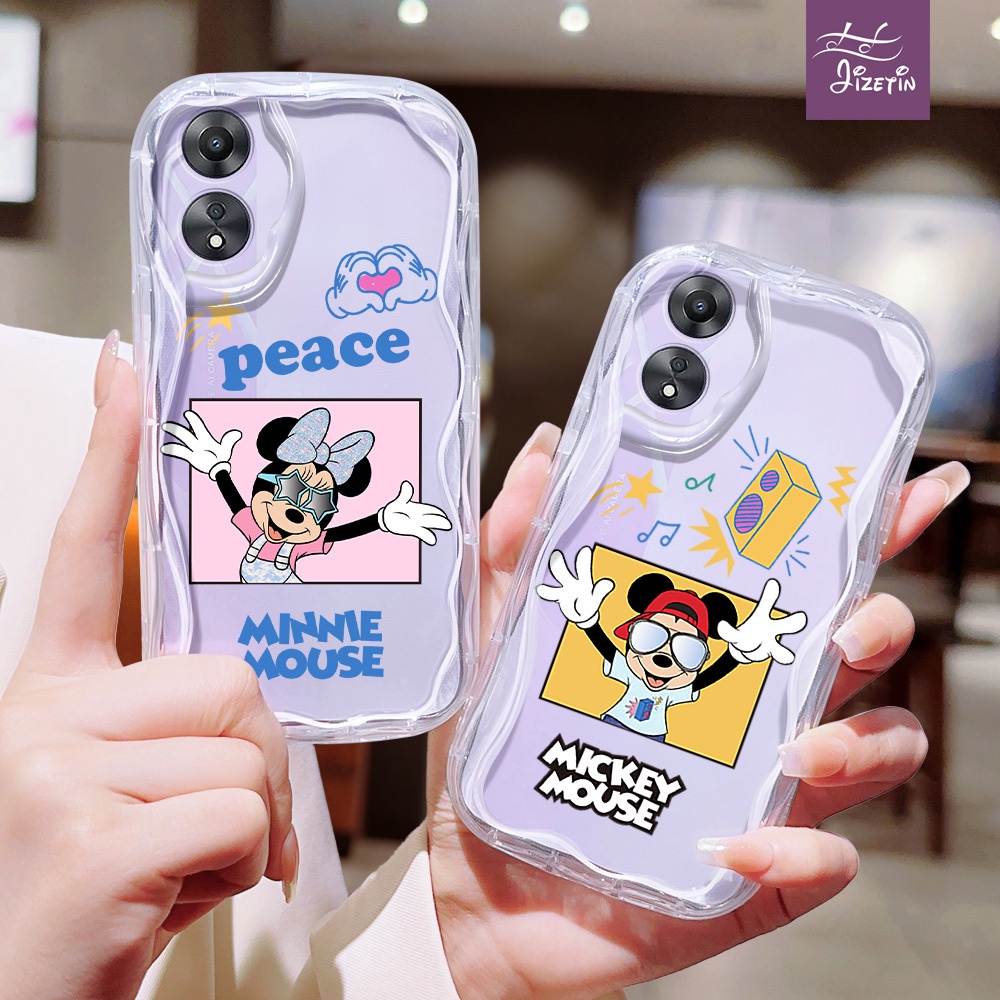 Minnie dan Mickey dengan Kacamata Hitam Casing ph bentuk aneh untuk for OPPO A58 A57/S/E A55 A54/S A