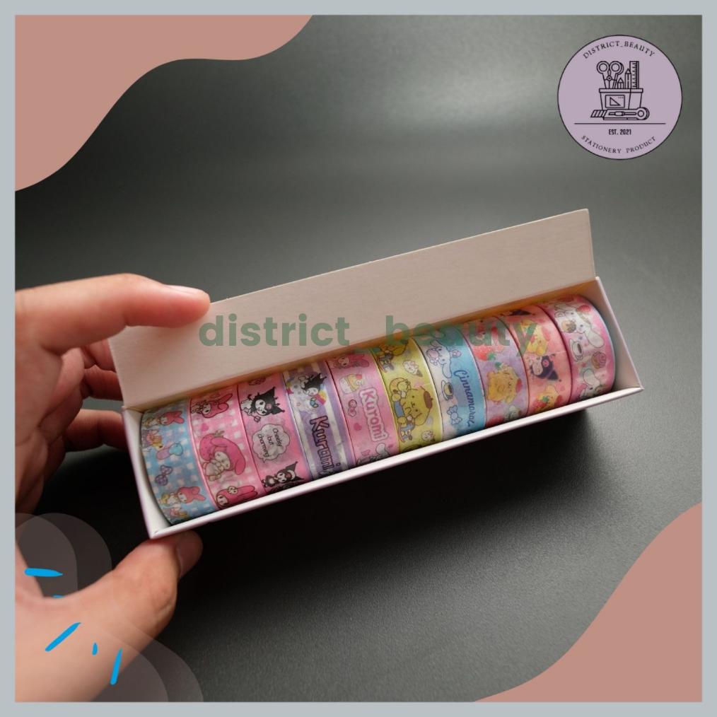 

TERMURAH WASHITAPE ROLL SANRIO 1 SET ISI 10 PCS SOLATIP CUTE WASHI TAPE KUROMI CINAMOROL LUCU TERMURAH TERLARIS