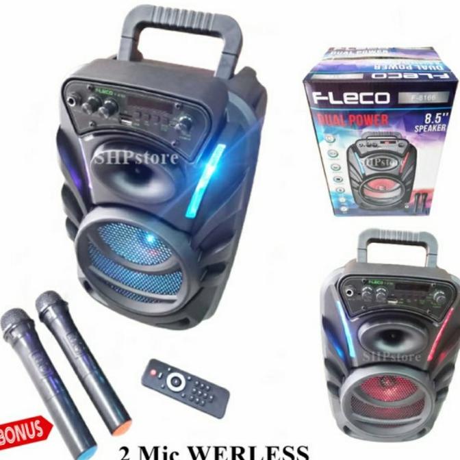Speaker Bluetooth Karaoke 8.5" Fleco F 8166 + 2 Mic Wireless