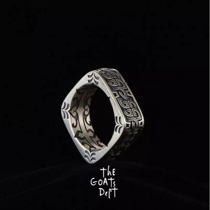 Mei The Goats Dept - Ancient Dune Rune Square Ring / Tgd688 Cincin Kotak