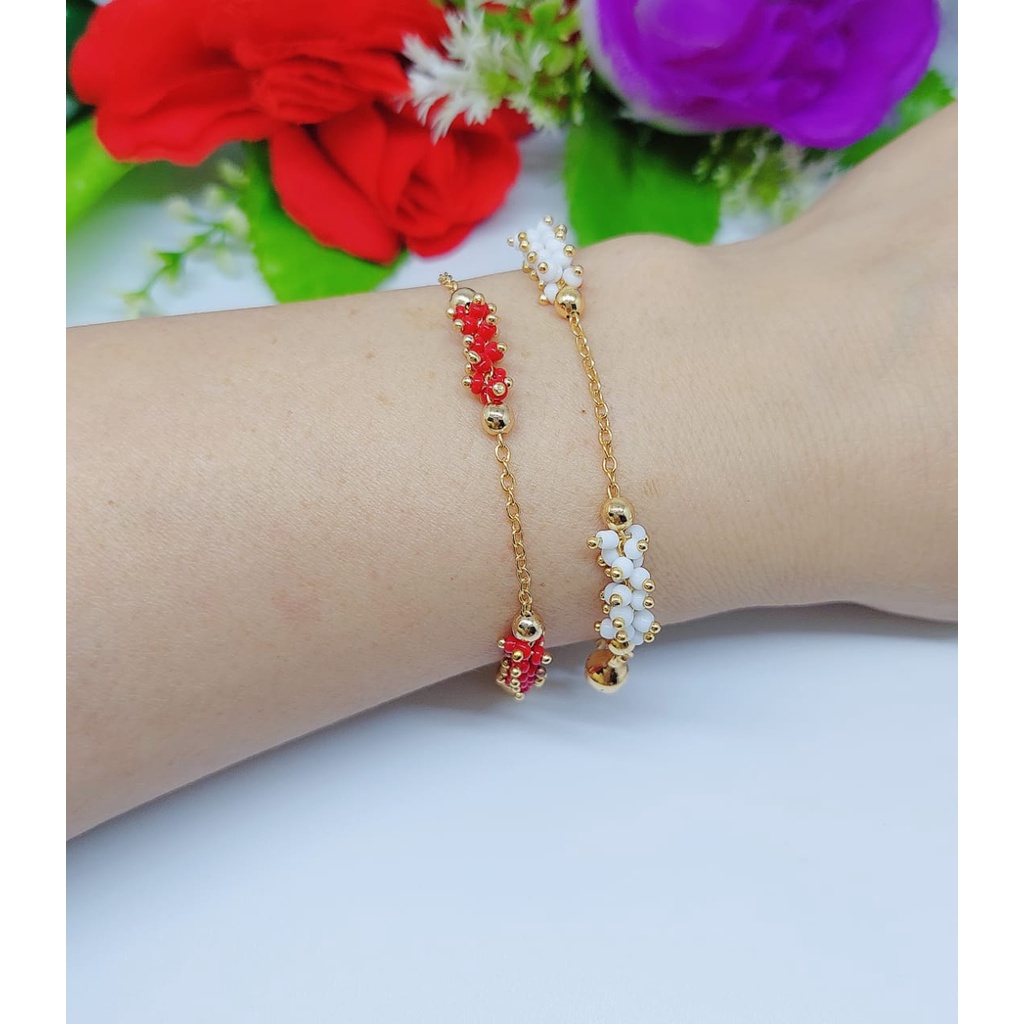 Gelang Xuping Motif Merah & Putih Lapis Emas 006