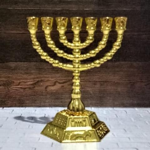 Menorah Israel Yahudi Hanukkah Kaki Dian Pelita Souvenir Israel Ready