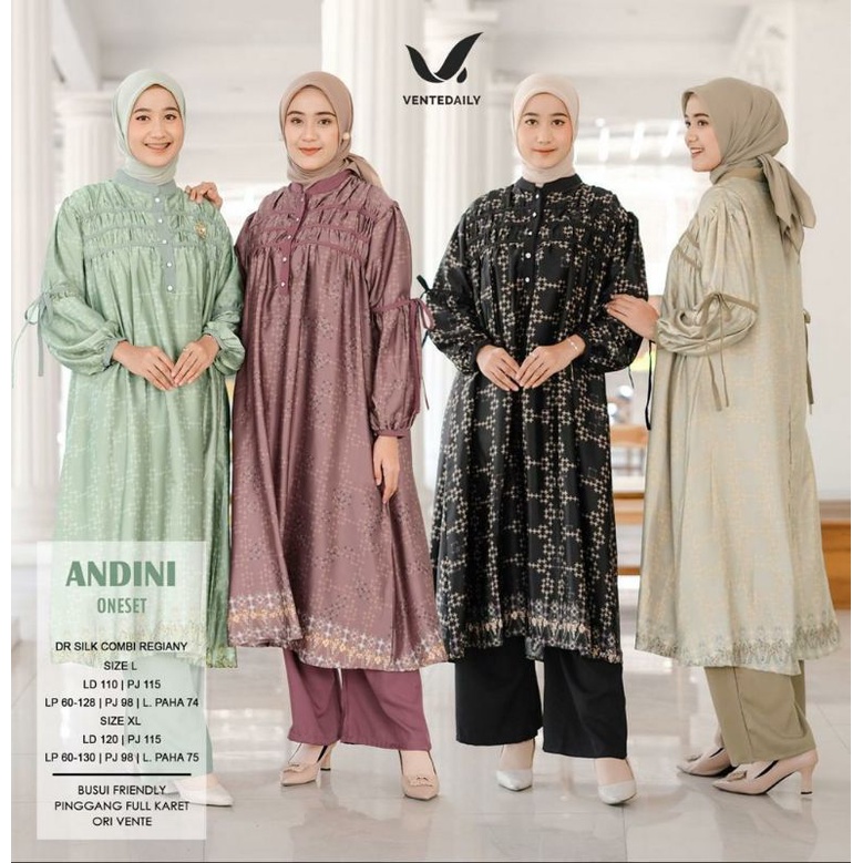 ANDINI SET ORI VENTE DAILY // SETELAN TUNIK DIOR SILK MOTIF PREMIUM BEST SELLER